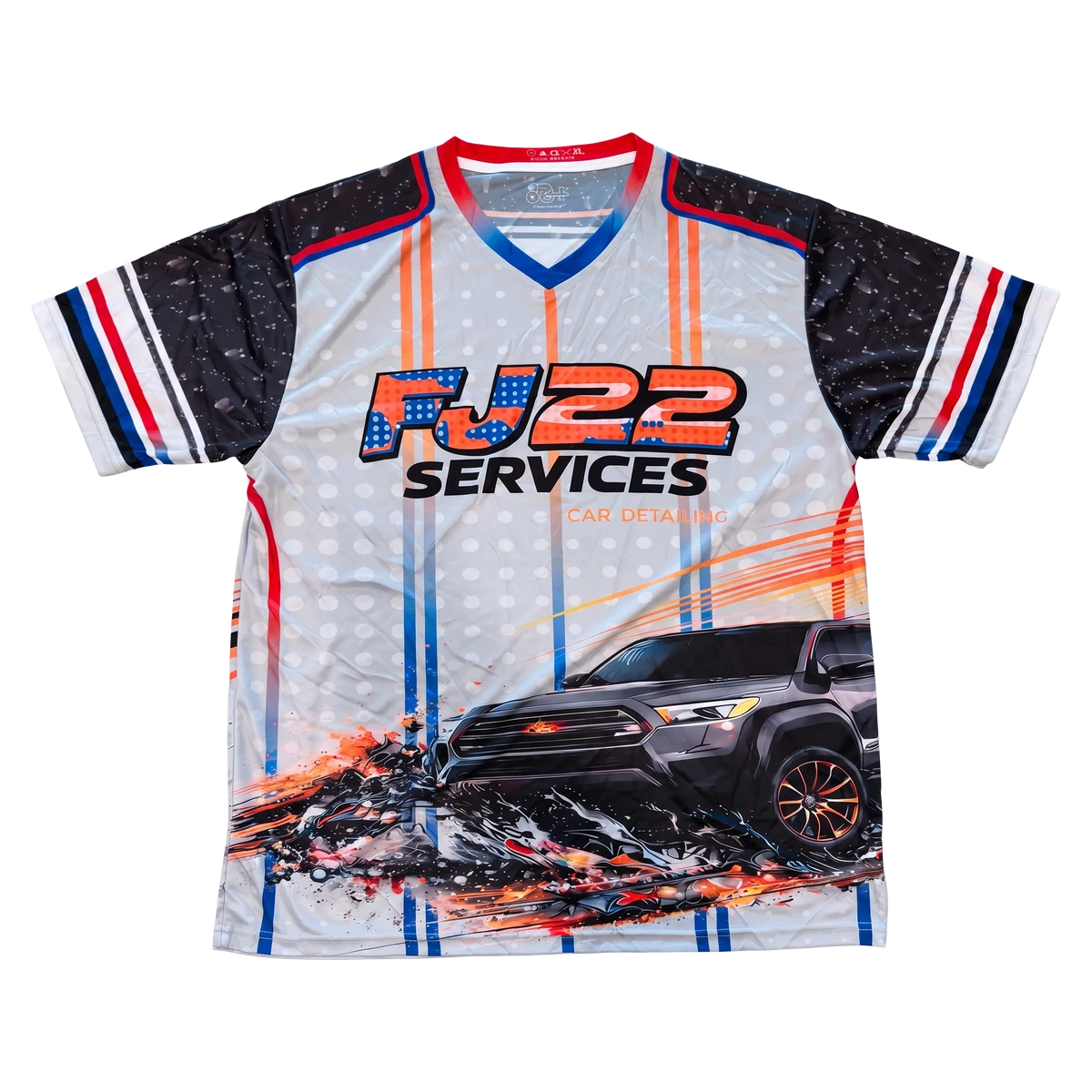 Custom sublimated jersey for a car detailing company by +58 Apparel