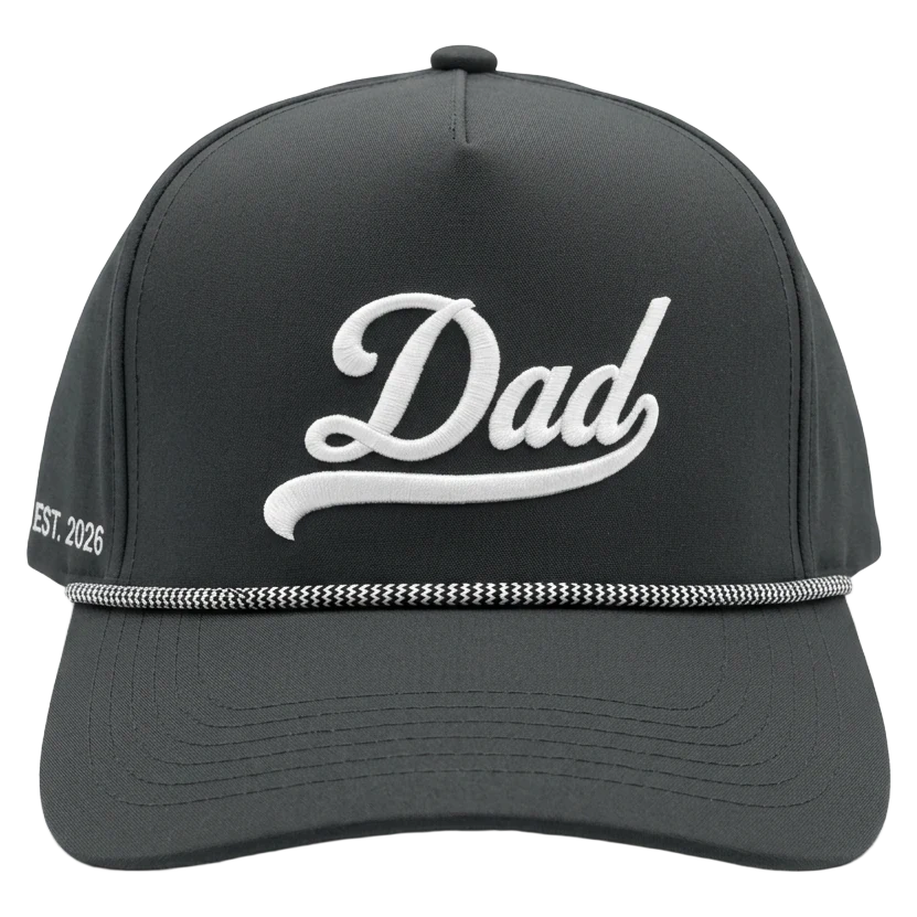 Charcoal rope dad cap with embroidered logo by +58 Apparel