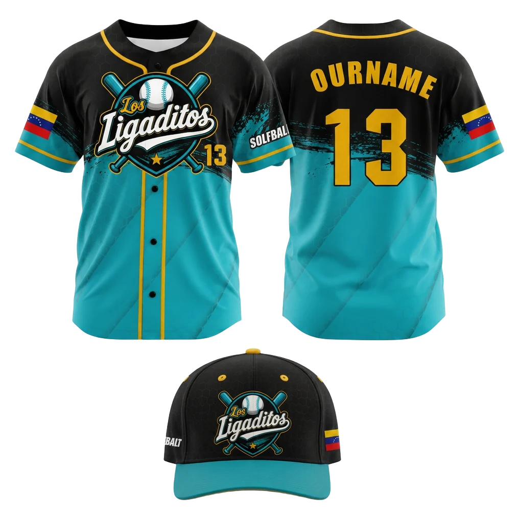 Custom softball jersey and matching cap designed by +58 Apparel